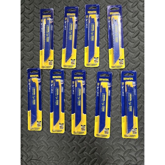 9 - 5 Packs IRWIN WeldTec Reciprocating Saw Blade 6" 10 TPI 372610P5 Wood Metal - Picture 1 of 3